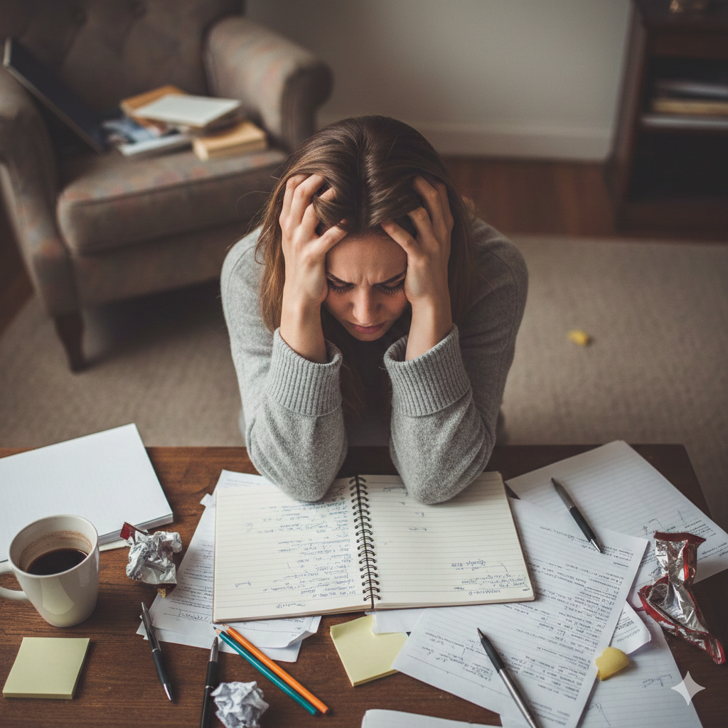 Femme travaillant sereinement avec son planner